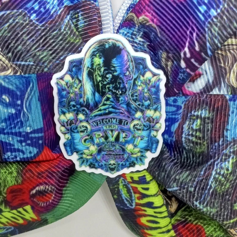 Hand Crafted Creepshow Hair Bow - Multicolor